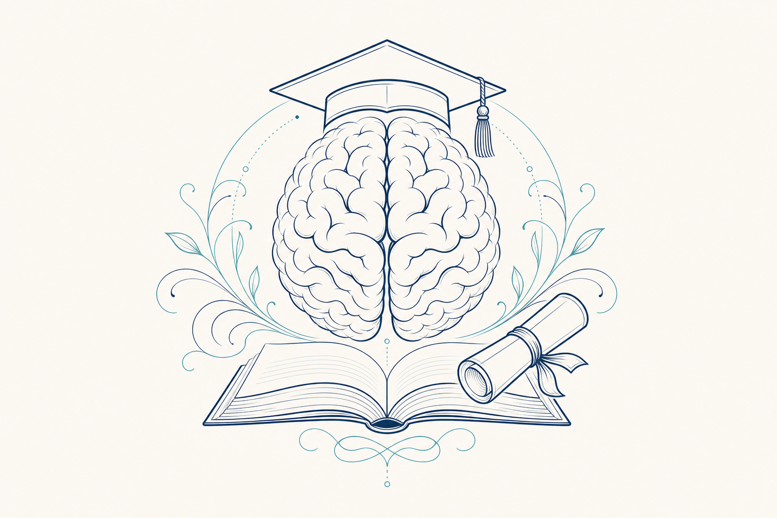 Ilustración decorativa de formación académica en psicología