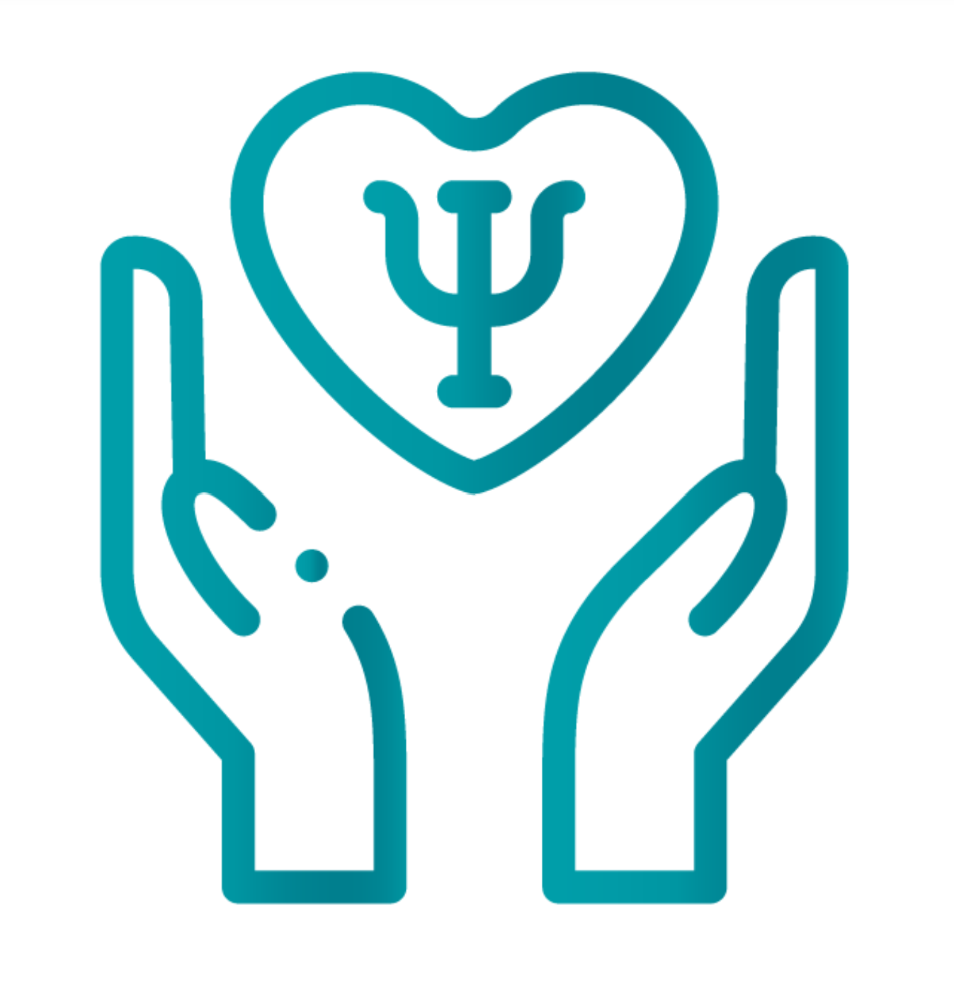 Icono de manos sosteniendo un corazón con el símbolo Psi